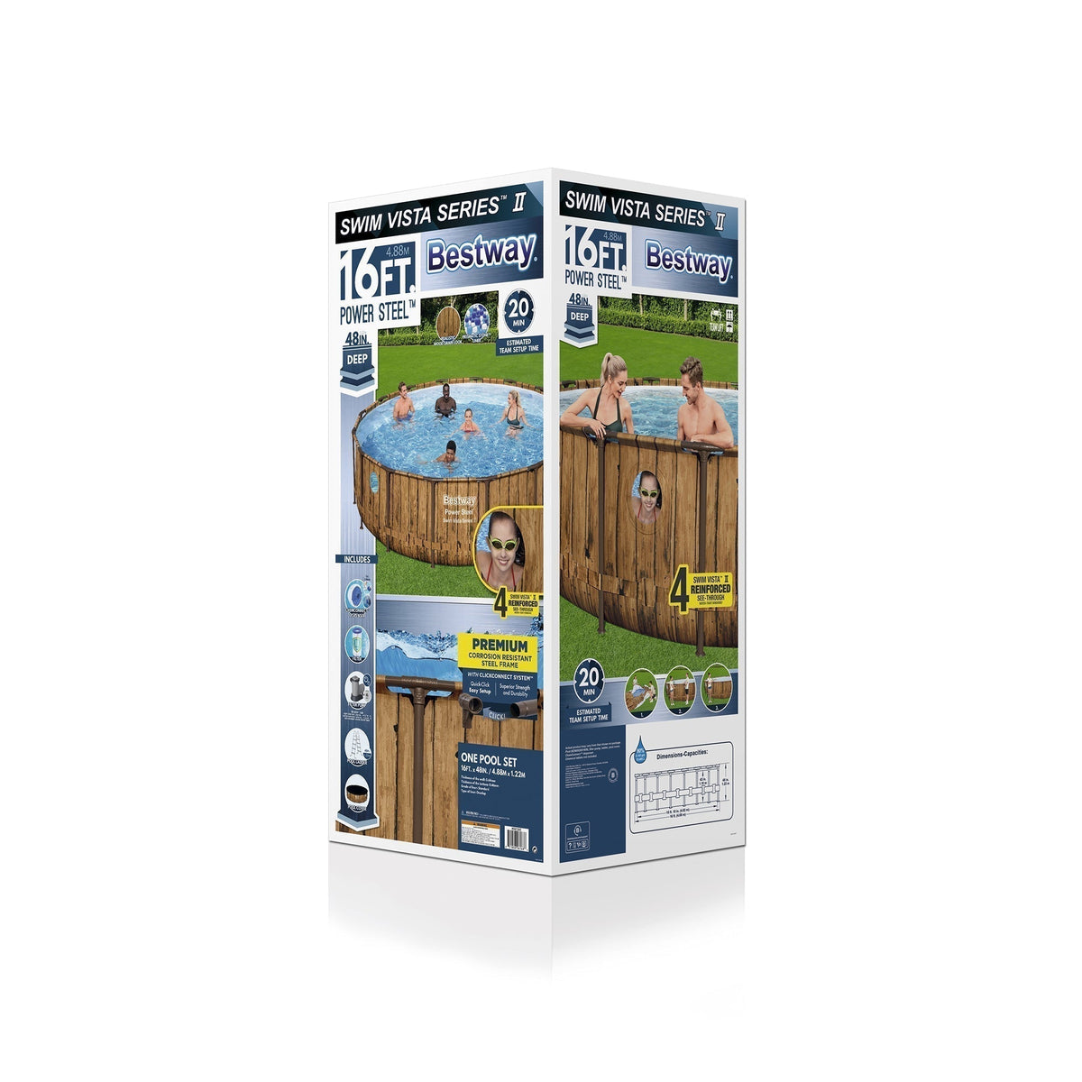 Bestway Power Steel Swim Vista 16' x 48" Round Above Ground Swimming Pool Set image 10