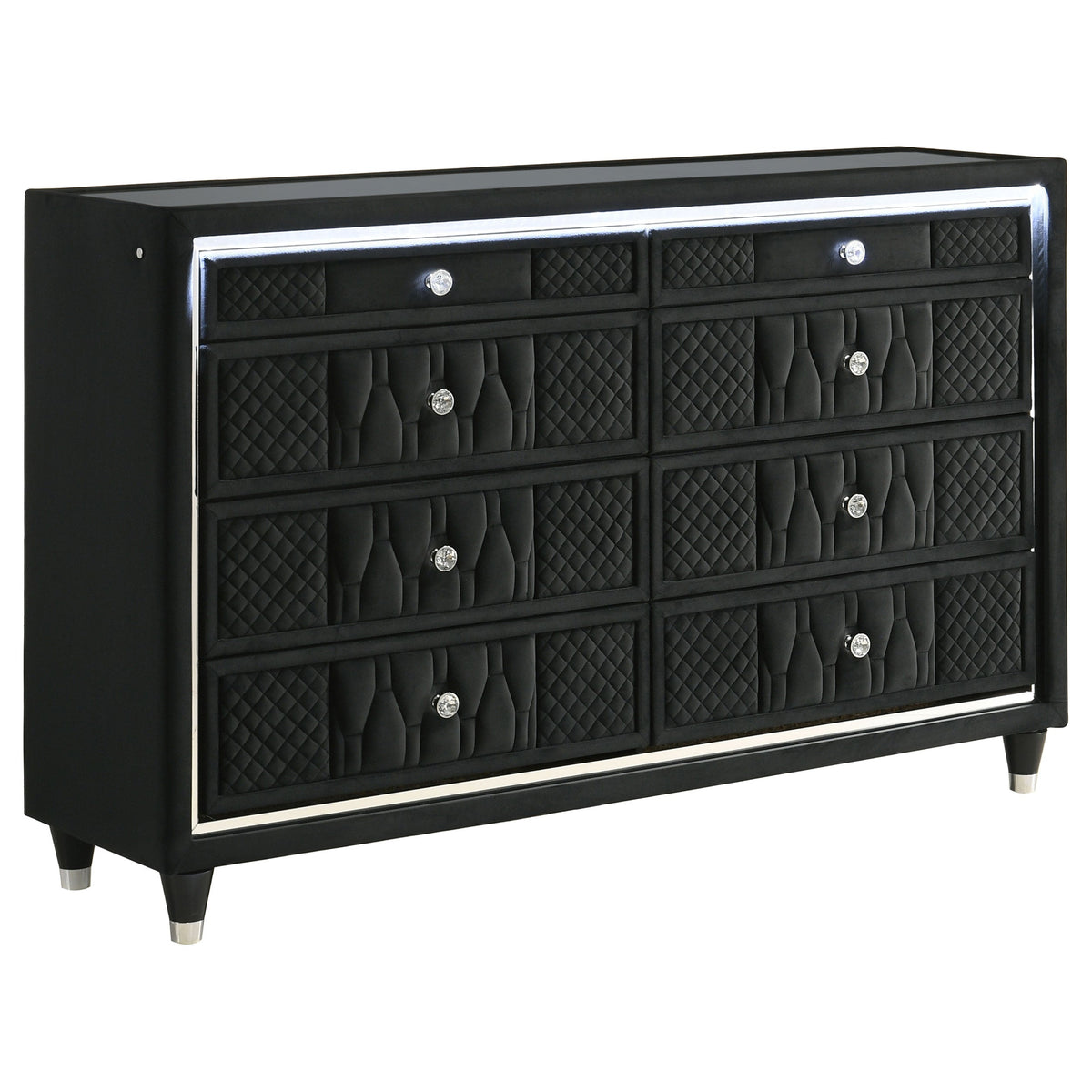 Coaster Fine Furniture Lorient Velvet Bedroom Set with LED Lighting and USB Charging