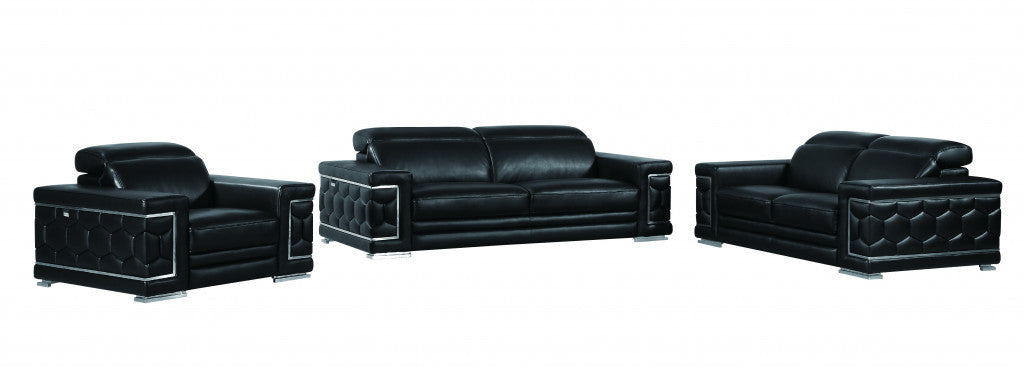 Milan Leather Seating Set – Black