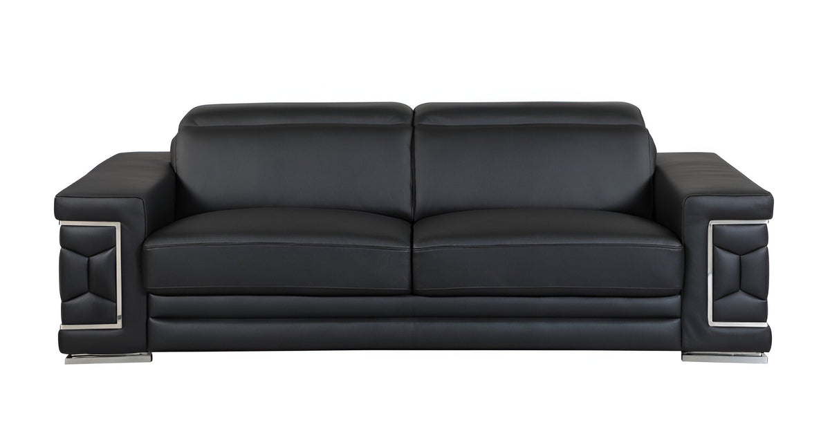 Milan Leather Sofa - Black