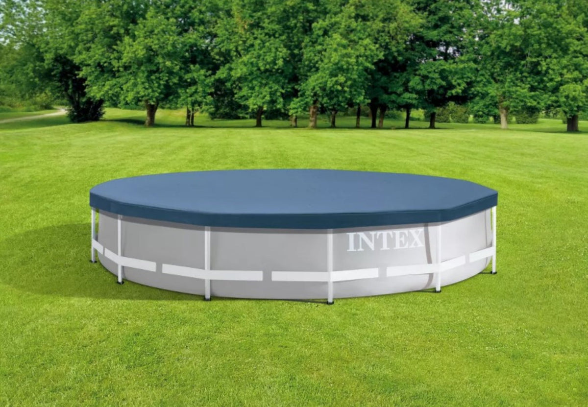 Intex 12-Foot Round Metal Frame Above Ground Swimming Pool Debris Cover image 5