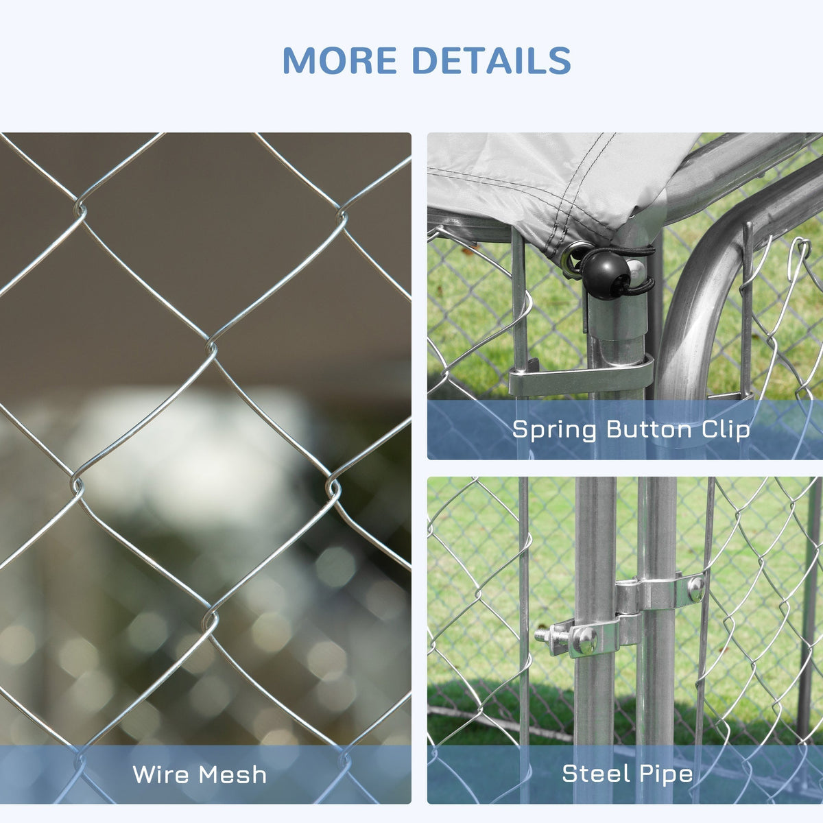 Dog Kennel Outdoor Heavy Duty Playpen with Galvanized Steel Secure Lock Mesh Sidewalls and Waterproof Cover for Backyard & Patio