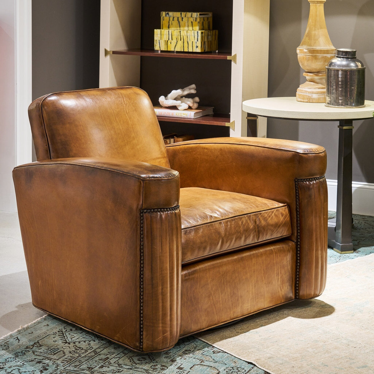 Jacques Leather Swivel Chair