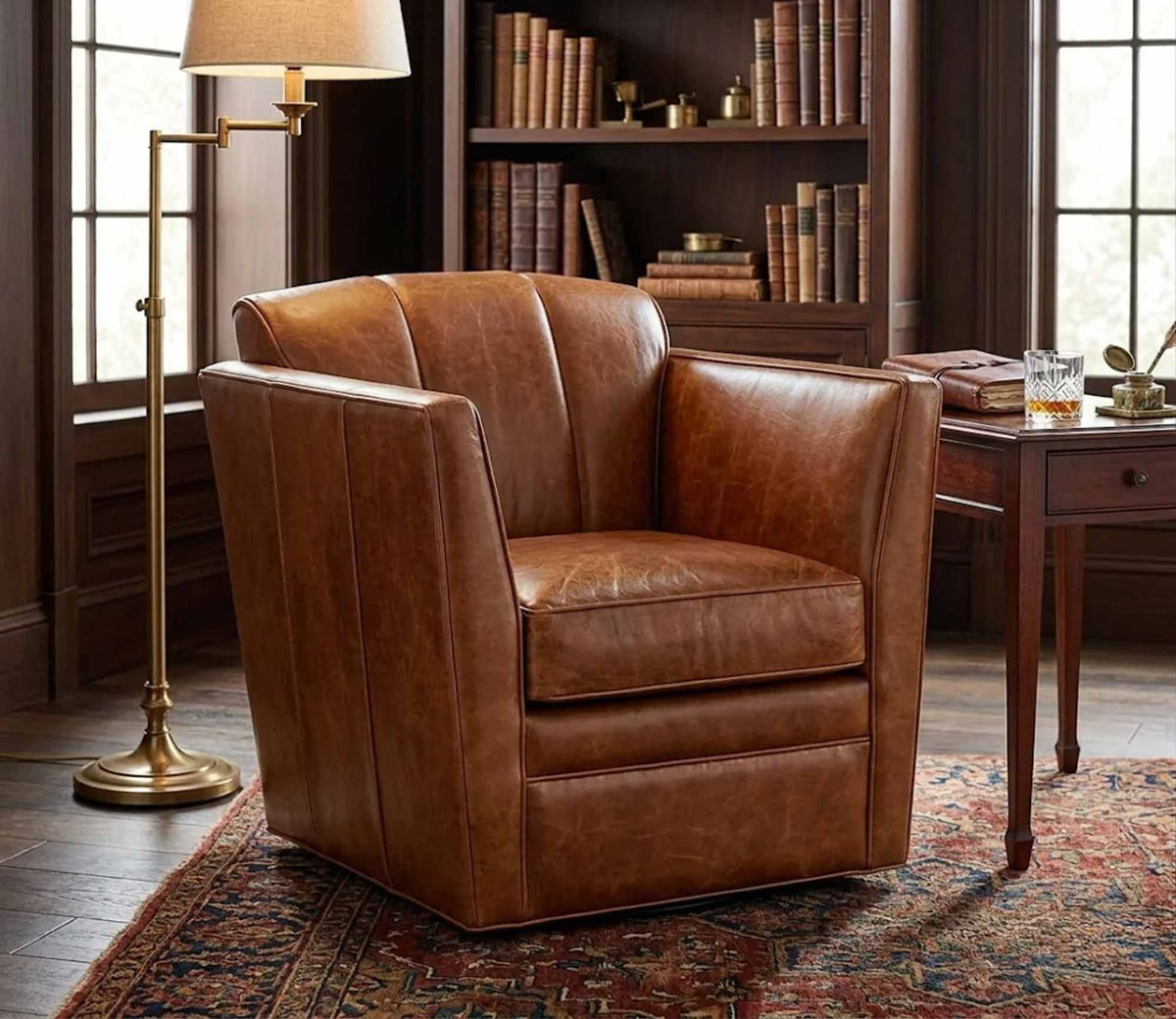 Mila Leather Swivel Chair