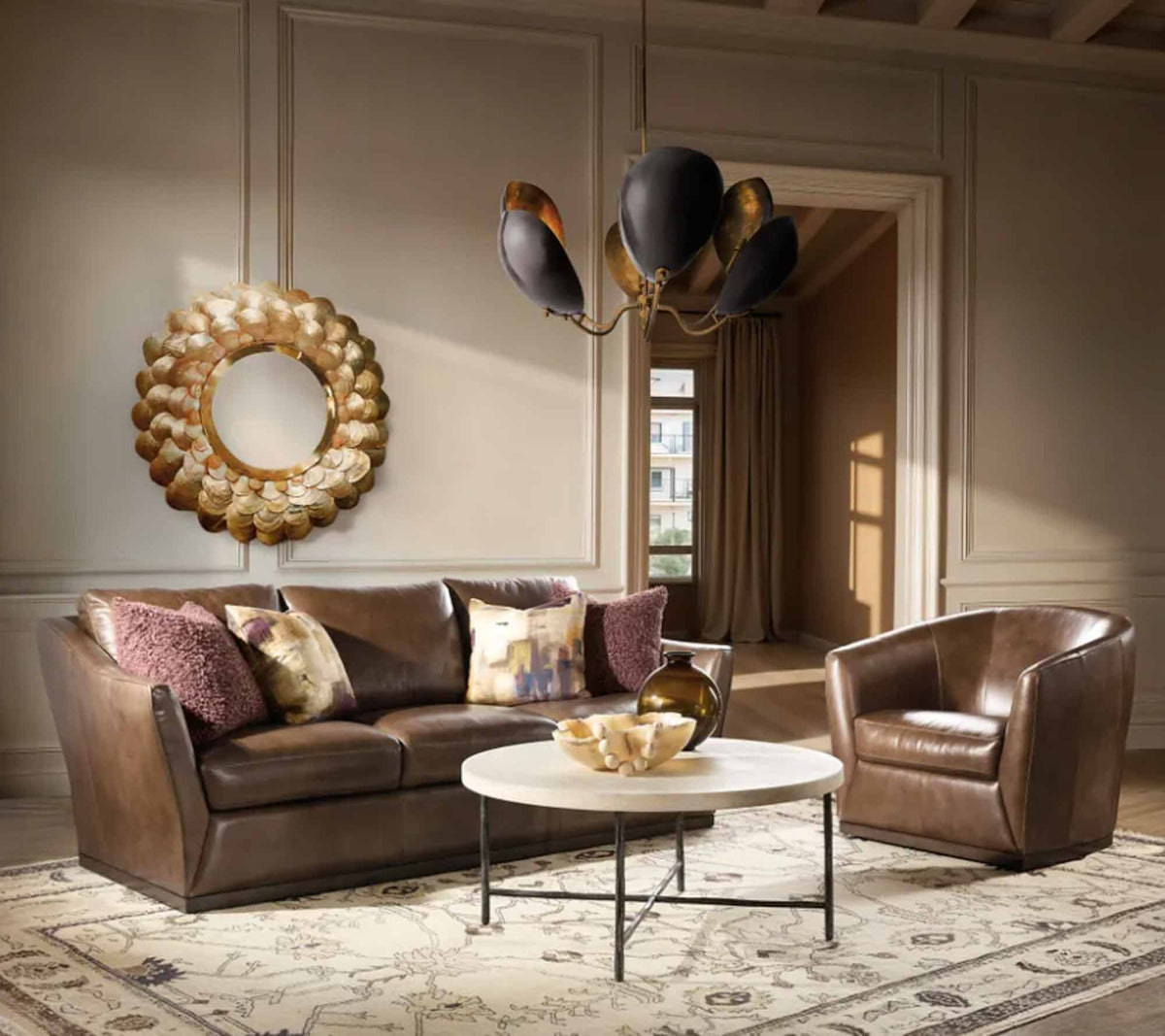 Fairytale Leather Sofa In Hazelnut