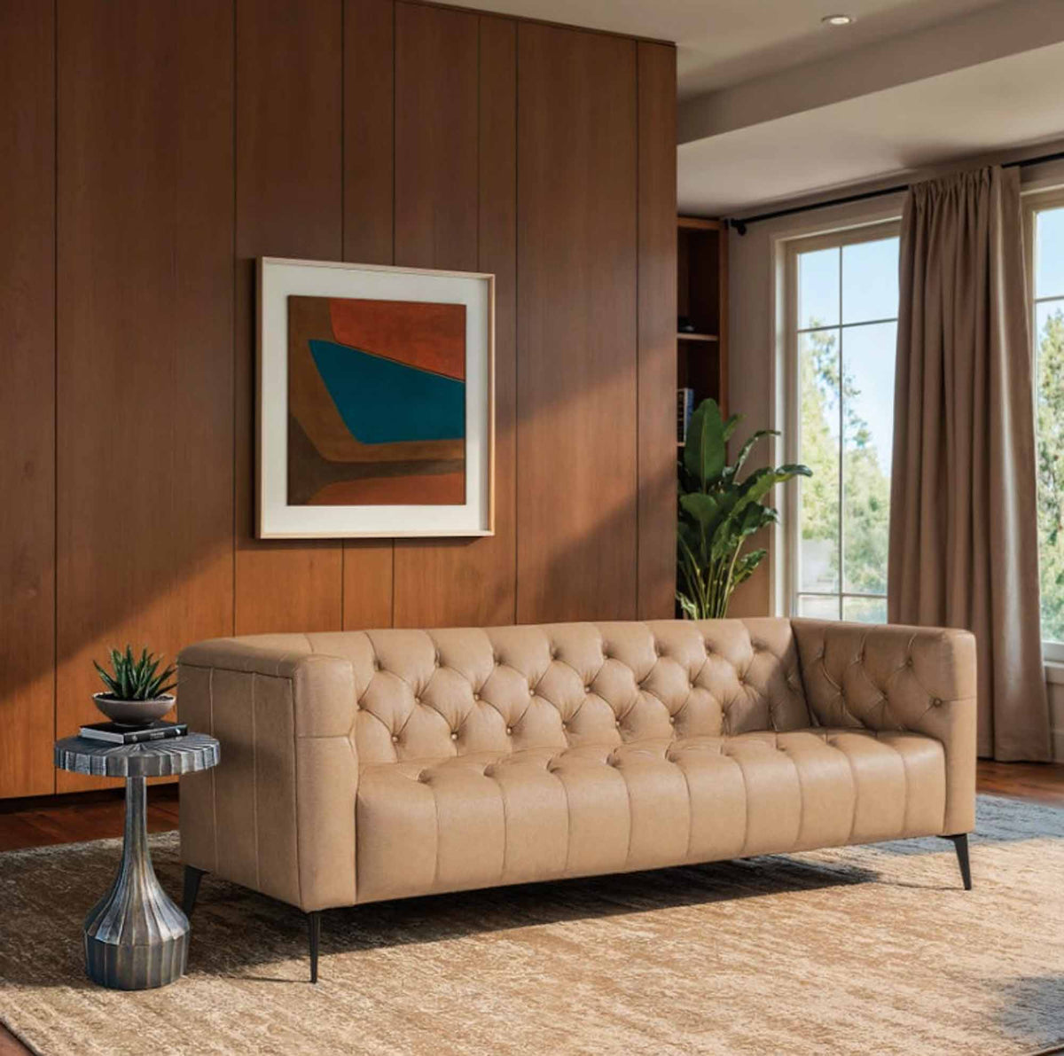 Nicolla Leather Sofa Light Brown