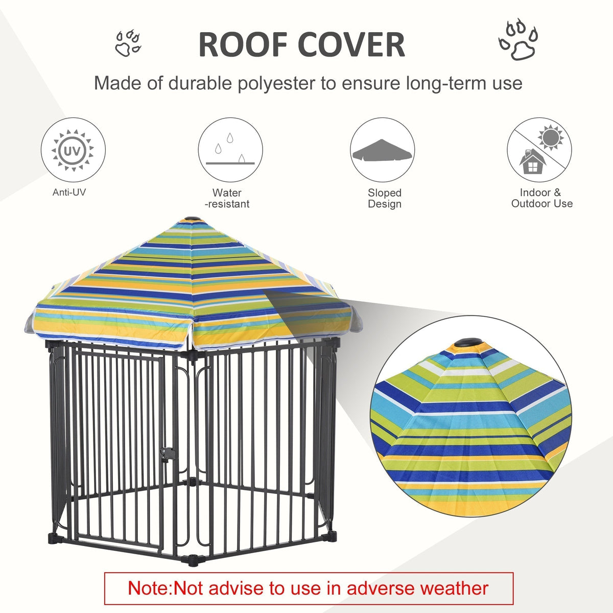 47" Heavy-duty Pet Playpen Kennel with Door & Removable Cover 6 Panels Freestanding Puppy Crate Fence for Small Medium Sized Dogs