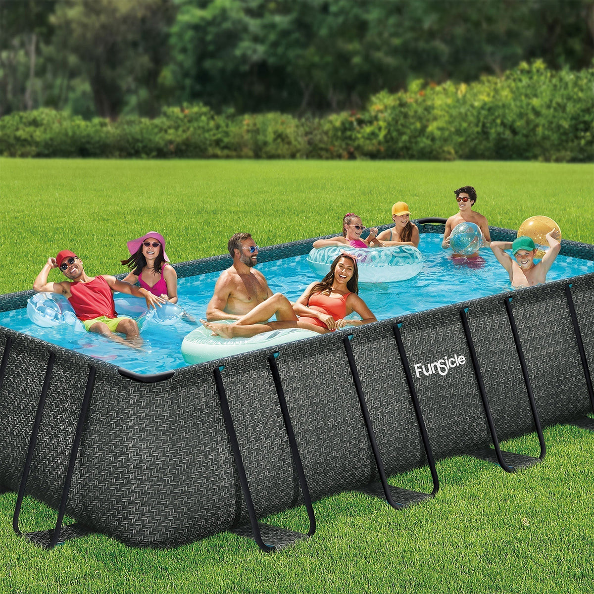 Funsicle 18' x 9' x 52" Oasis Rectangular Swimming Pool Set with 18' Cover image 9