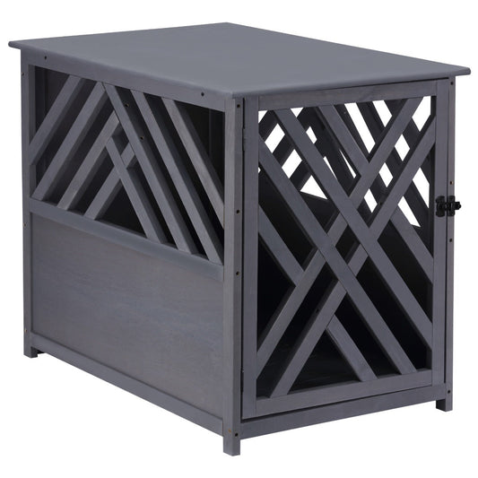 Wood Dog Crate Small Dog Cage Furniture Style Dog Kennel Lattice for Indoor Use with a Unique Slant Aesthetic Design