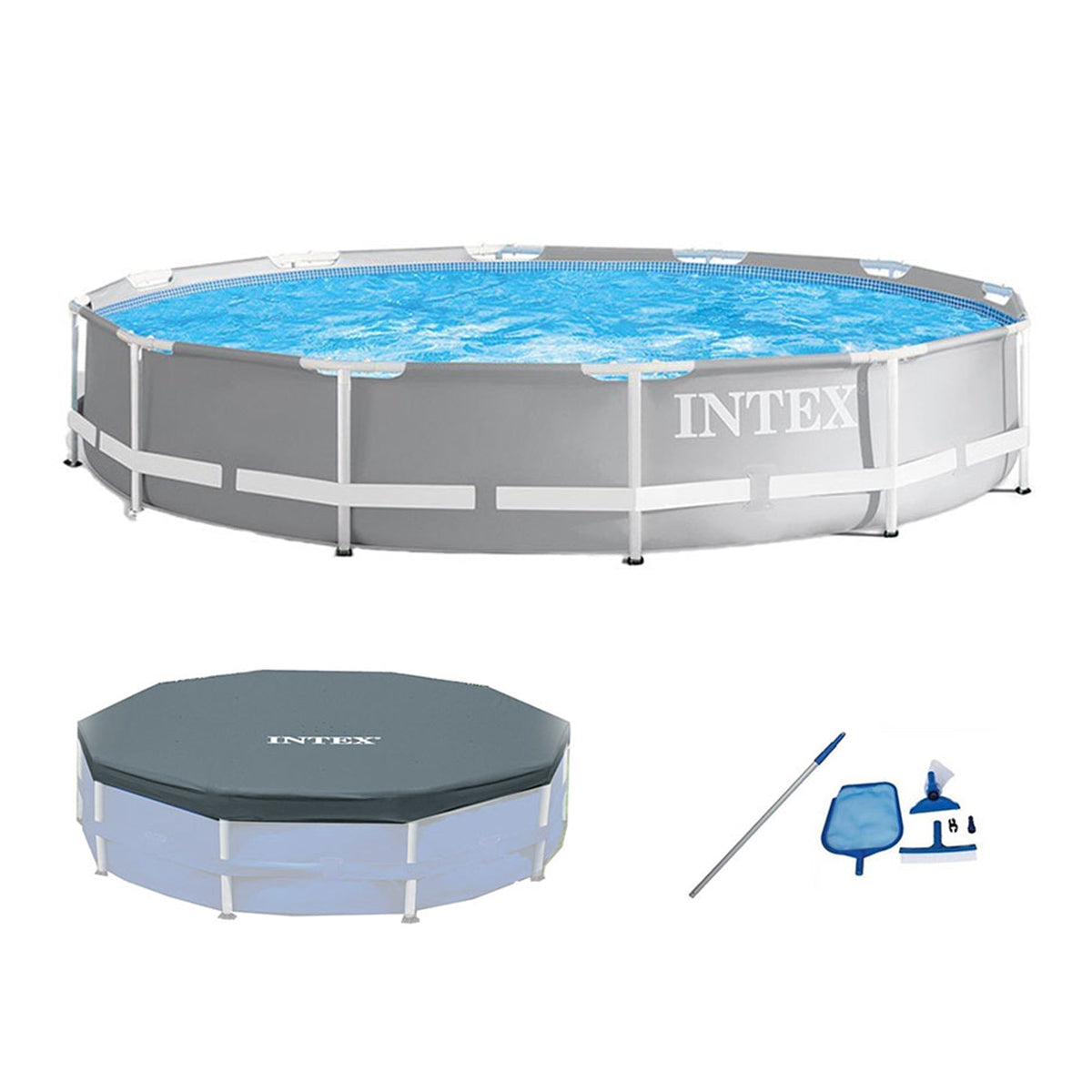 Intex 26711EH 12ft x 30in Prism Above Ground Pool Set w/ Cover & Maintenance Kit image 0