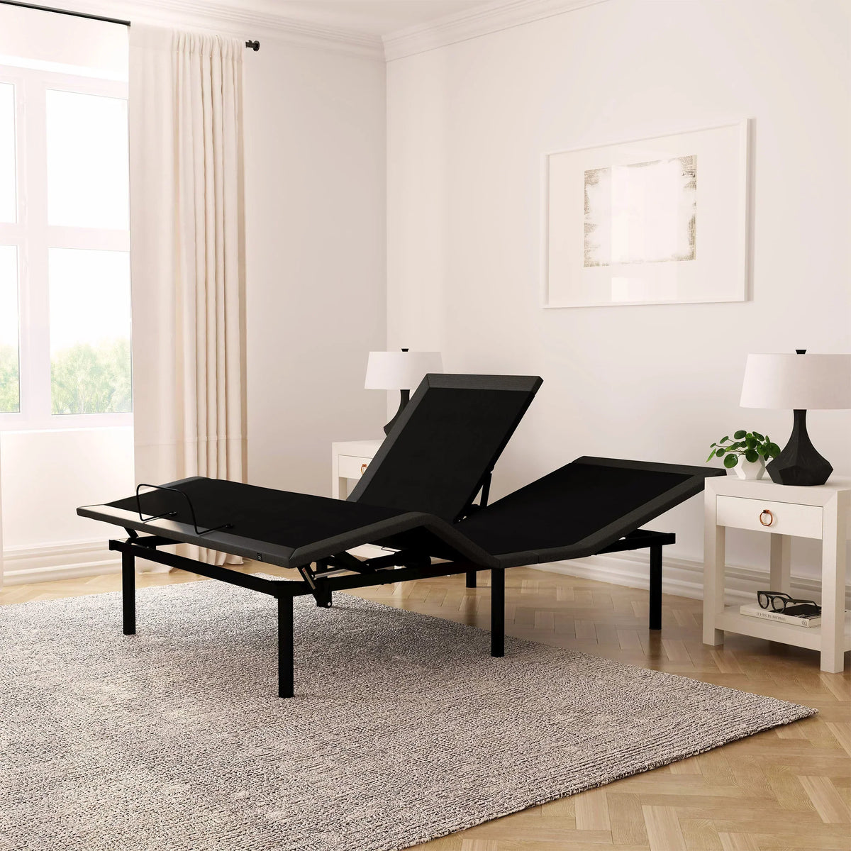 Rize Split Head Adjustable Bed Base - Dual Foot Positioning - 850 lb Capacity.
