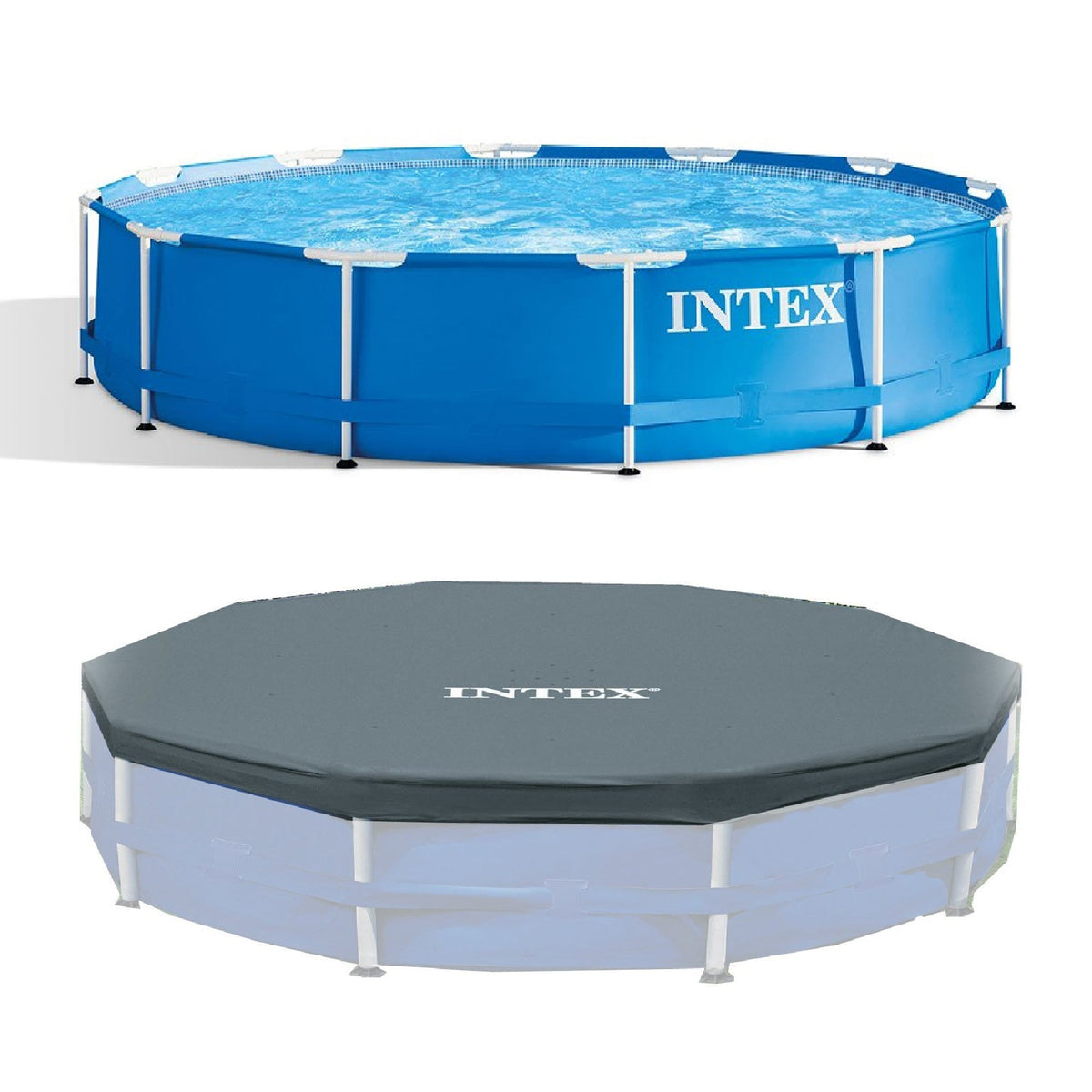 Intex 12 Foot x 30 In. Above Ground Pool & Intex 12 Foot Round Pool Cover image 0