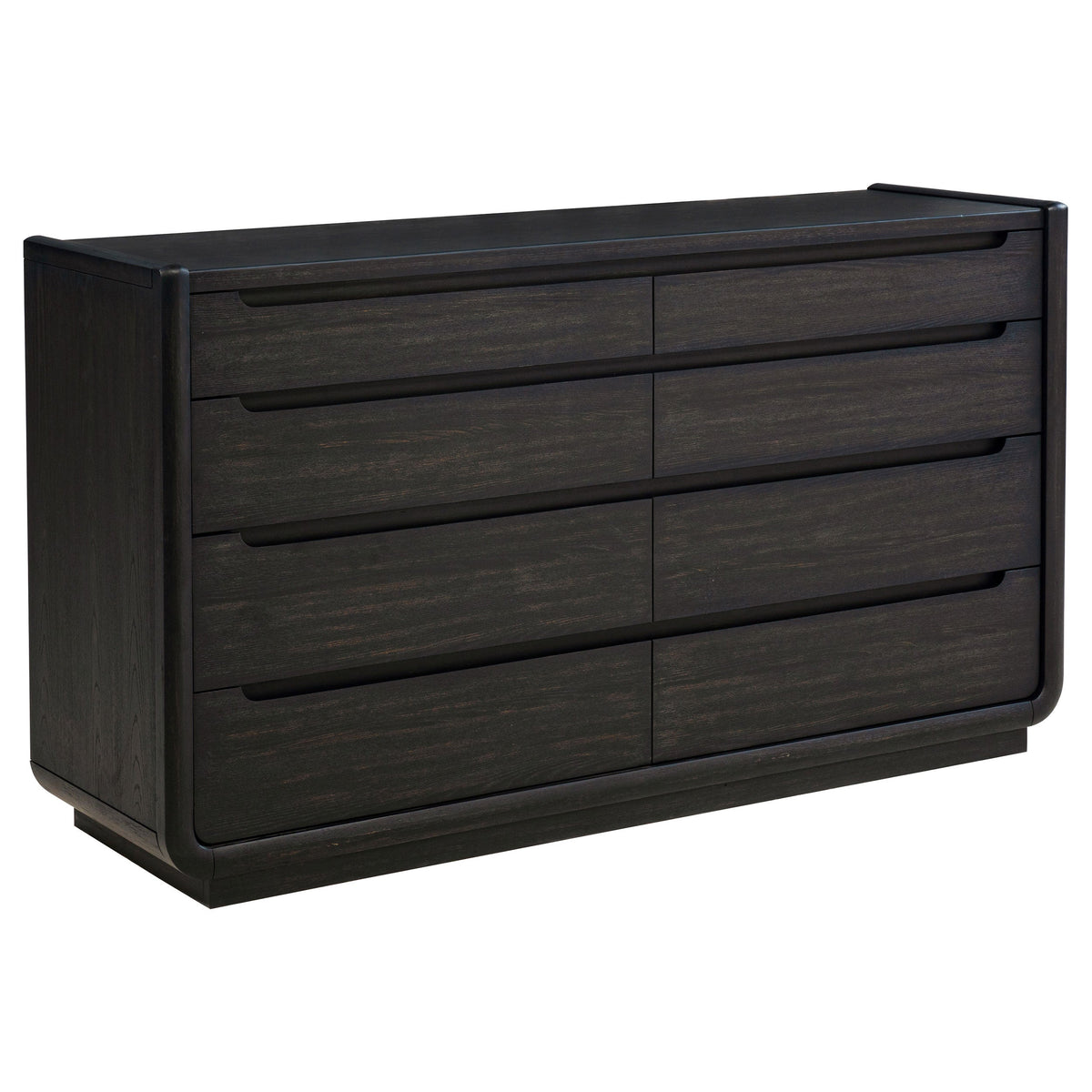 Coaster Fine Furniture Leandro Burnished Black Bedroom Set with Cream Upholstered Wingback Bed