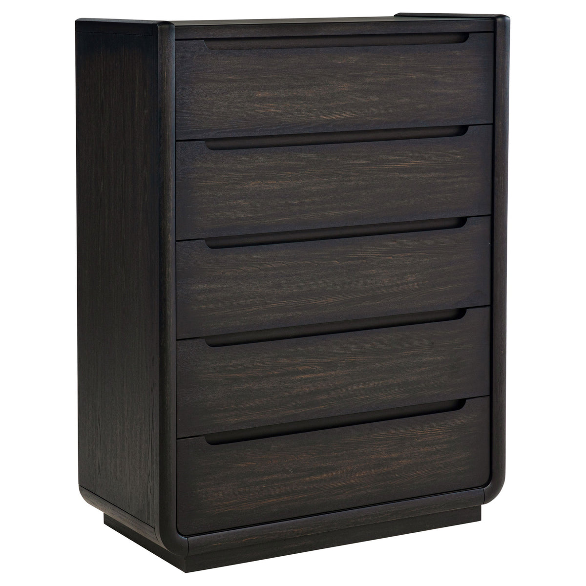 Coaster Fine Furniture Leandro Burnished Black Bedroom Set with Cream Upholstered Wingback Bed