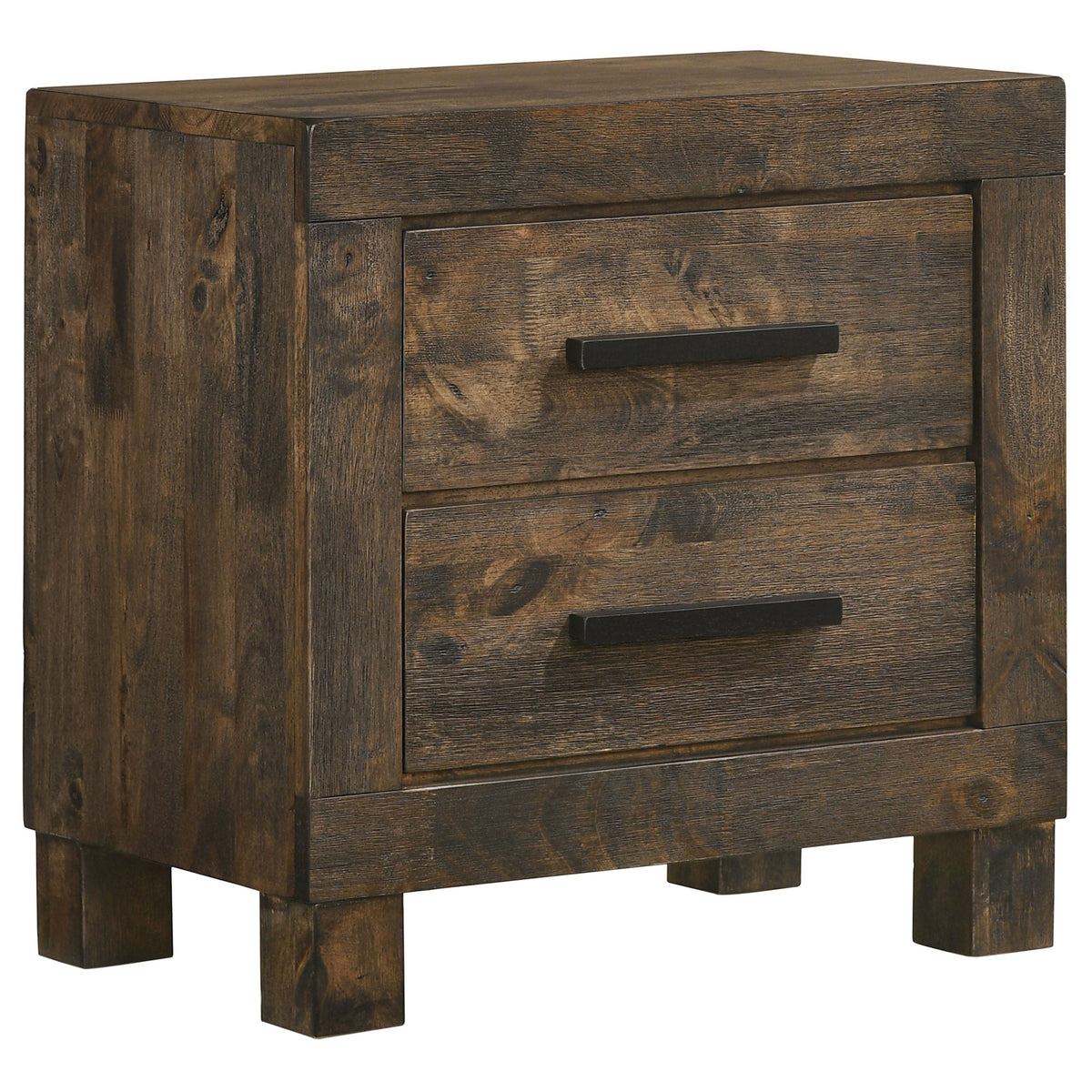 Coaster Fine Furniture Woodmont Bedroom Set – Rustic Golden Brown Wire-Brushed Hardwood with Storage Drawers & Bar Handles