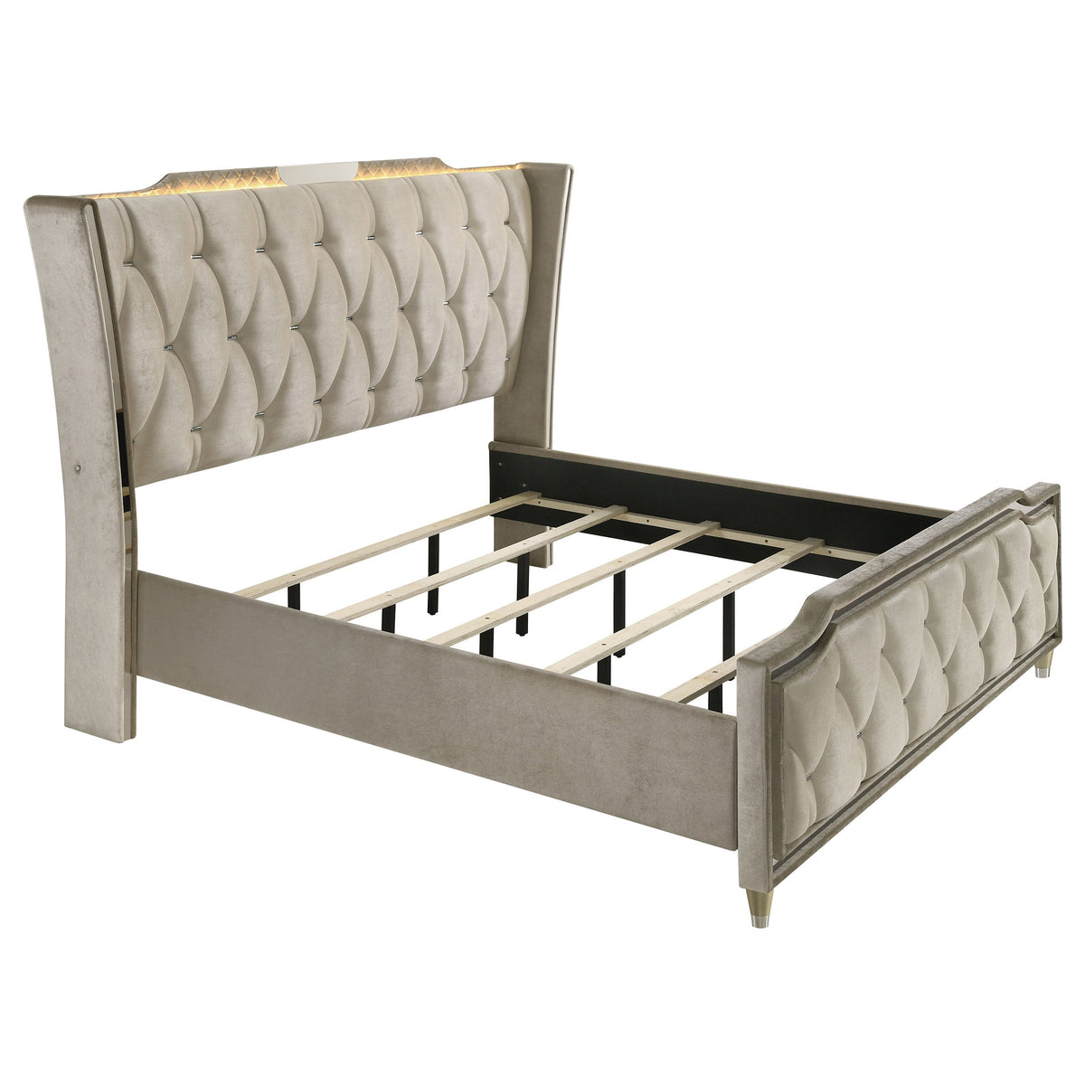 Coaster Fine Furniture Lorient Velvet Bedroom Set with LED Lighting and USB Charging