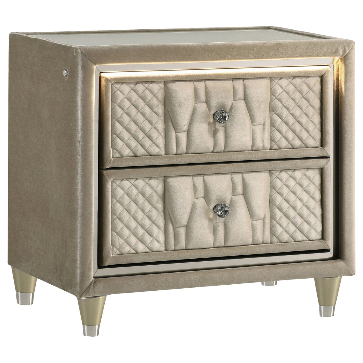 Coaster Fine Furniture Lorient Velvet Bedroom Set with LED Lighting and USB Charging