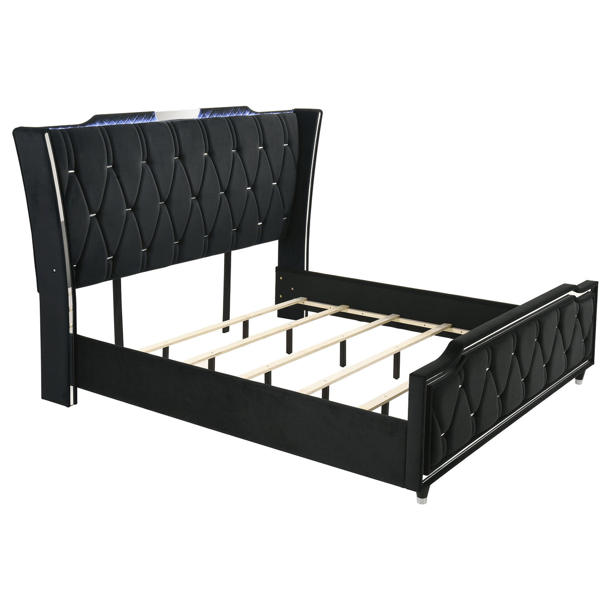 Coaster Fine Furniture Lorient Velvet Bedroom Set with LED Lighting and USB Charging