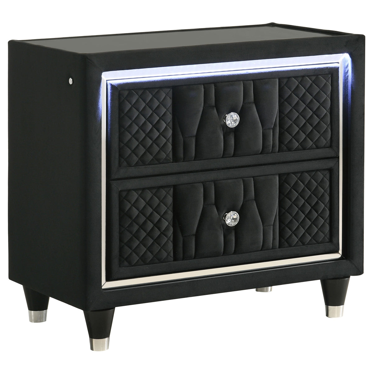 Coaster Fine Furniture Lorient Velvet Bedroom Set with LED Lighting and USB Charging