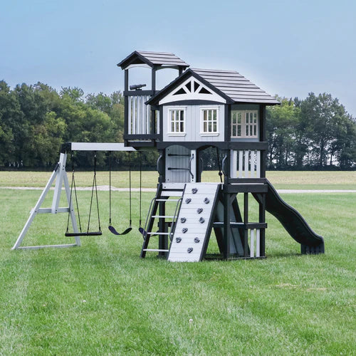 Whispering Point Outdoor Wooden Swing Set with Shipping Assembly Included