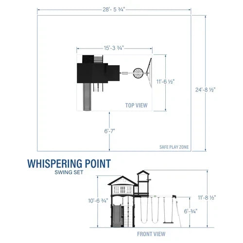 Whispering Point Outdoor Wooden Swing Set with Shipping Assembly Included