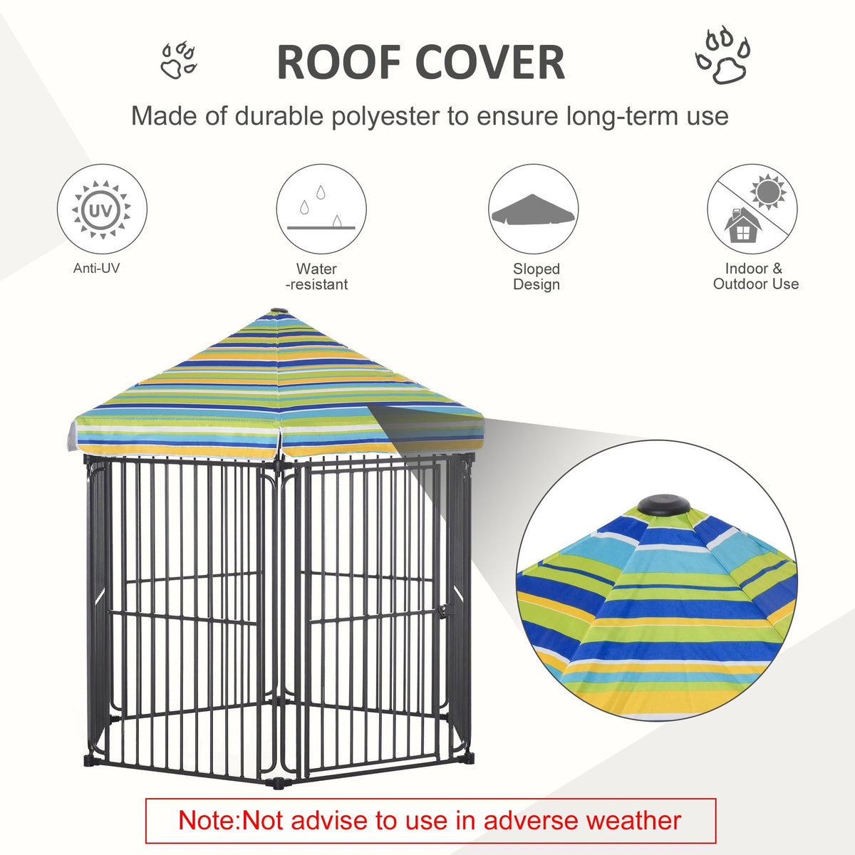 60" x 52" Heavy-Duty Outdoor Pet Cage Kennel with Weather-Resistant Polyester Roof, Locking Door, & Metal Frame