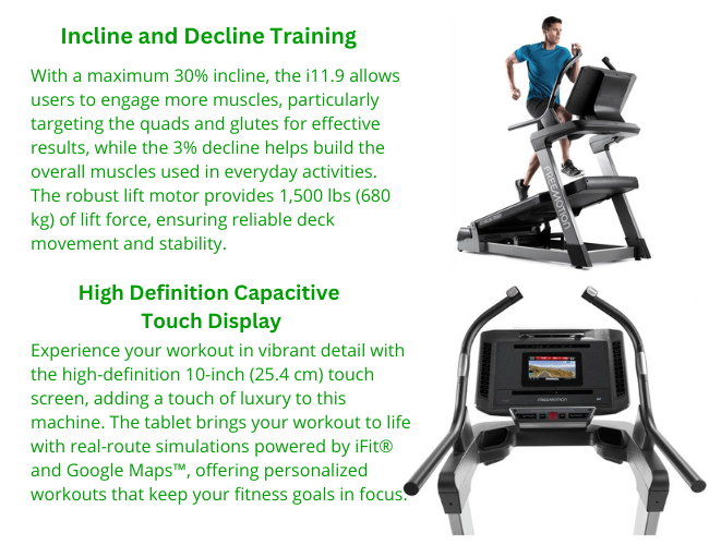 Freemotion i11.9 Incline Trainer w/10" HD Capacitive Touch Display