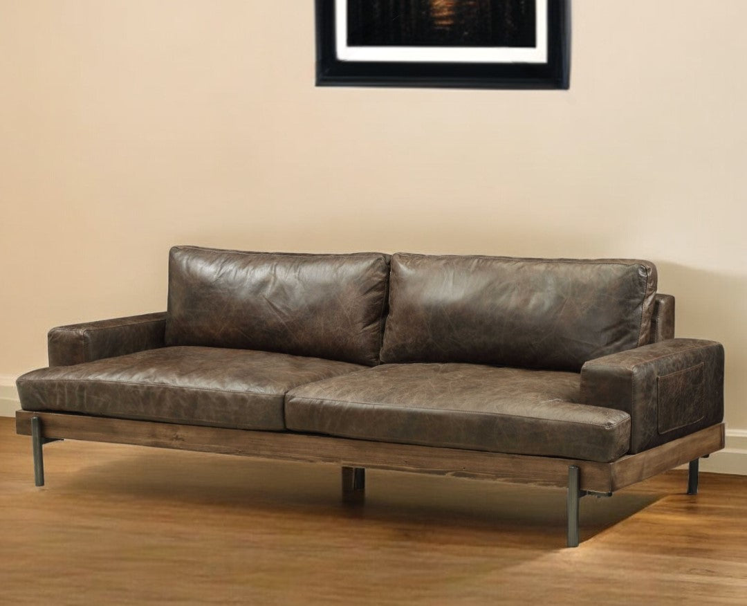 Comstock Leather Sofa - Chocolate