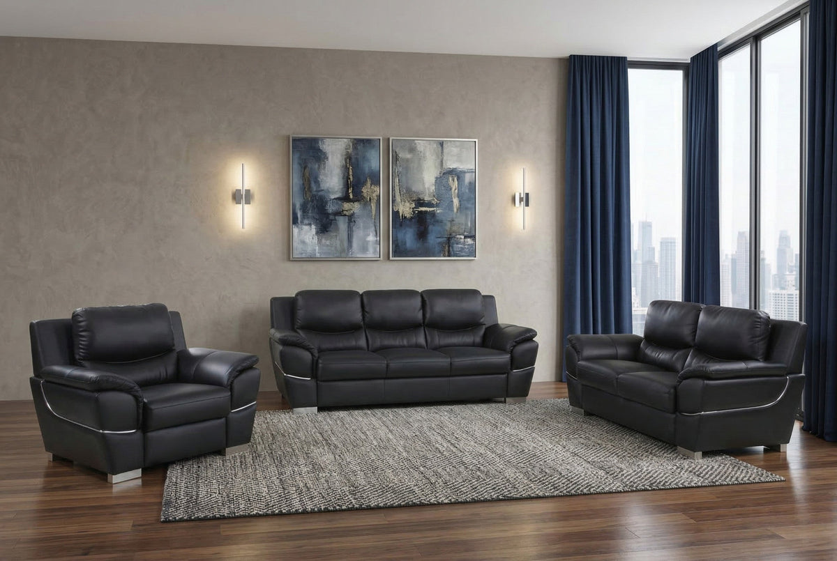 Hamilton Leather Seating Set – Black