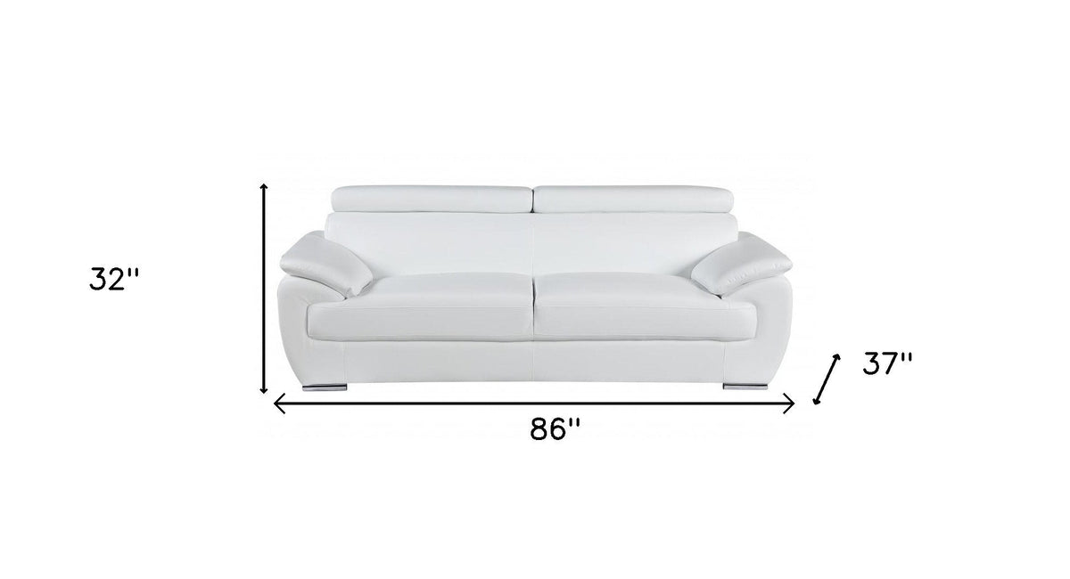 Sterling Leather Sofa – White