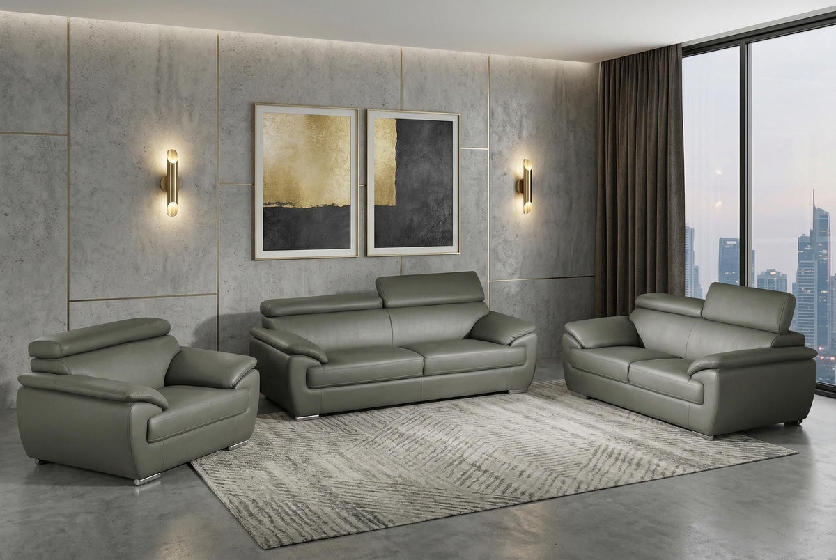 Carter Leather Seating Set – Gray