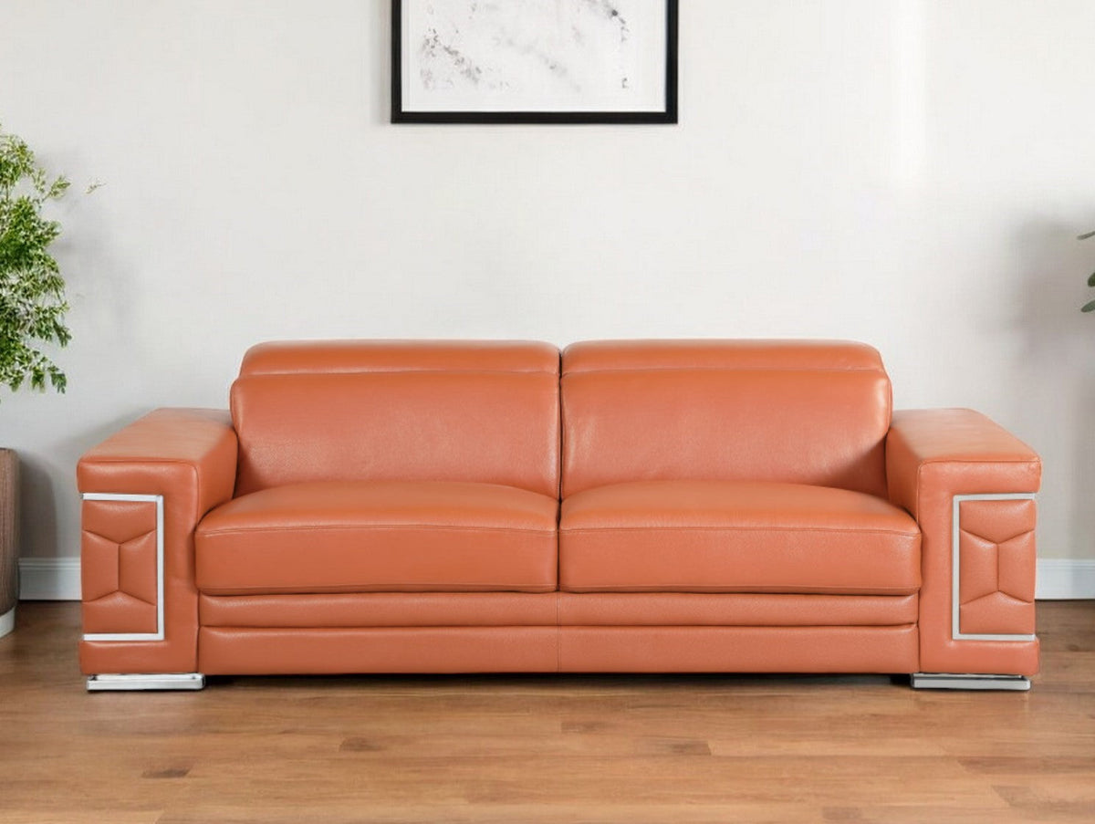 Monaco Leather Sofa – Camel