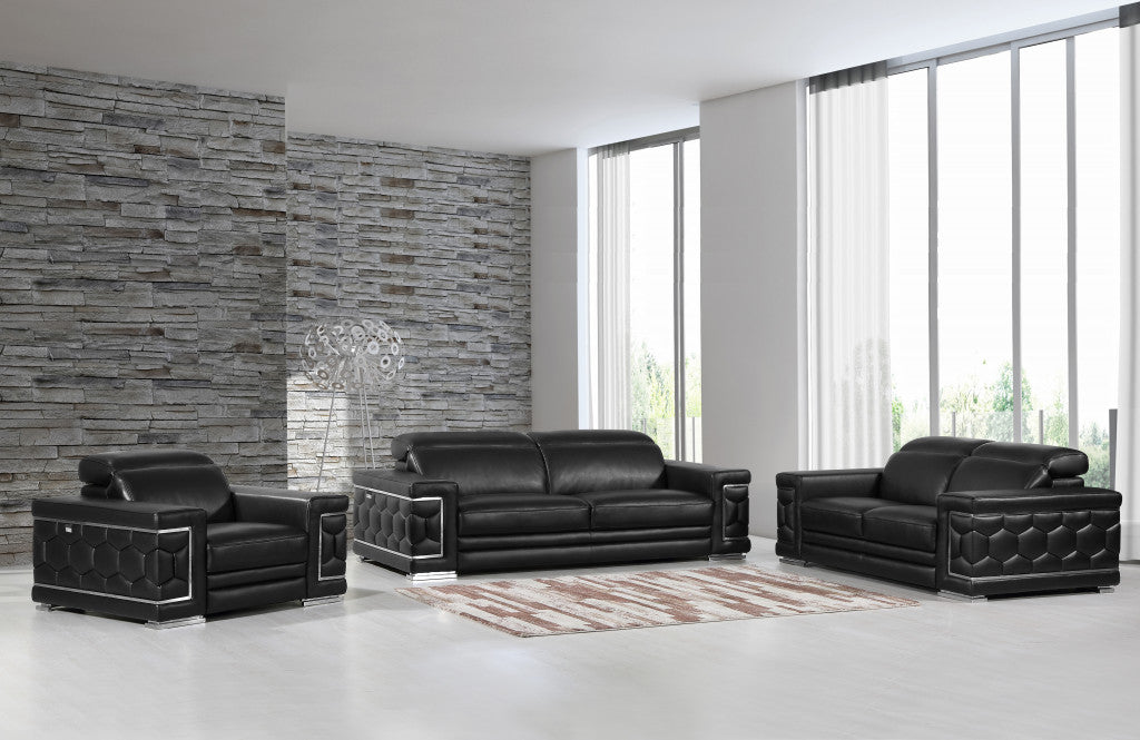 Milan Leather Seating Set – Black