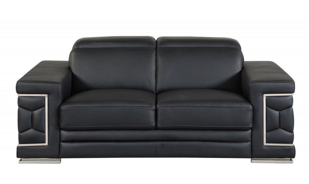 Milan Leather Seating Set – Black