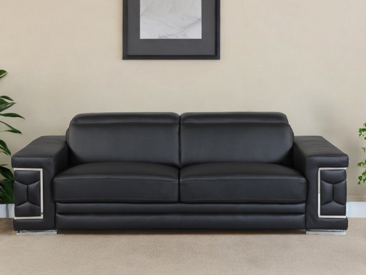 Milan Leather Sofa - Black