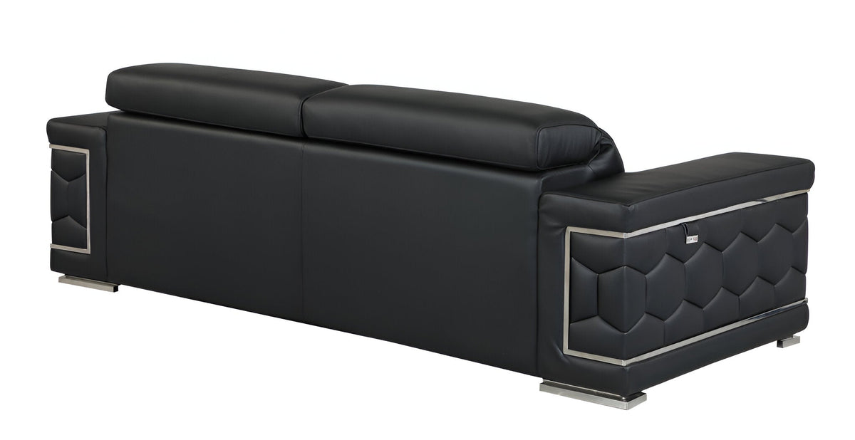 Milan Leather Sofa - Black
