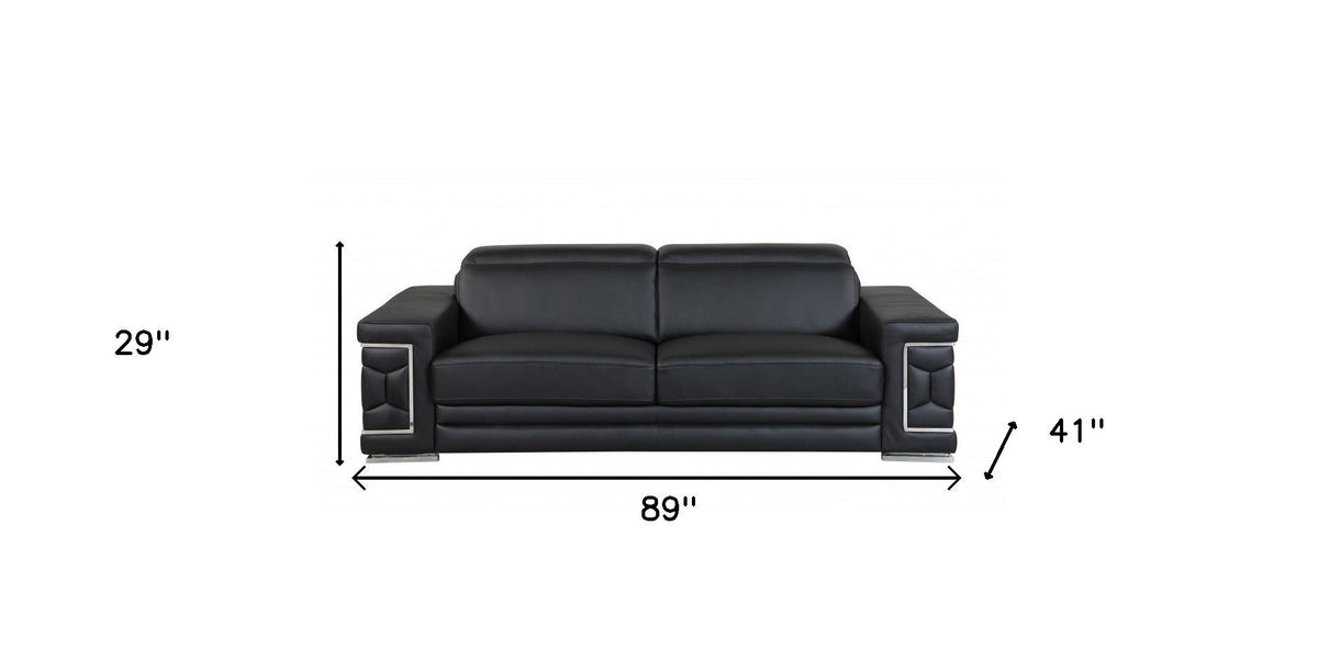 Milan Leather Sofa - Black