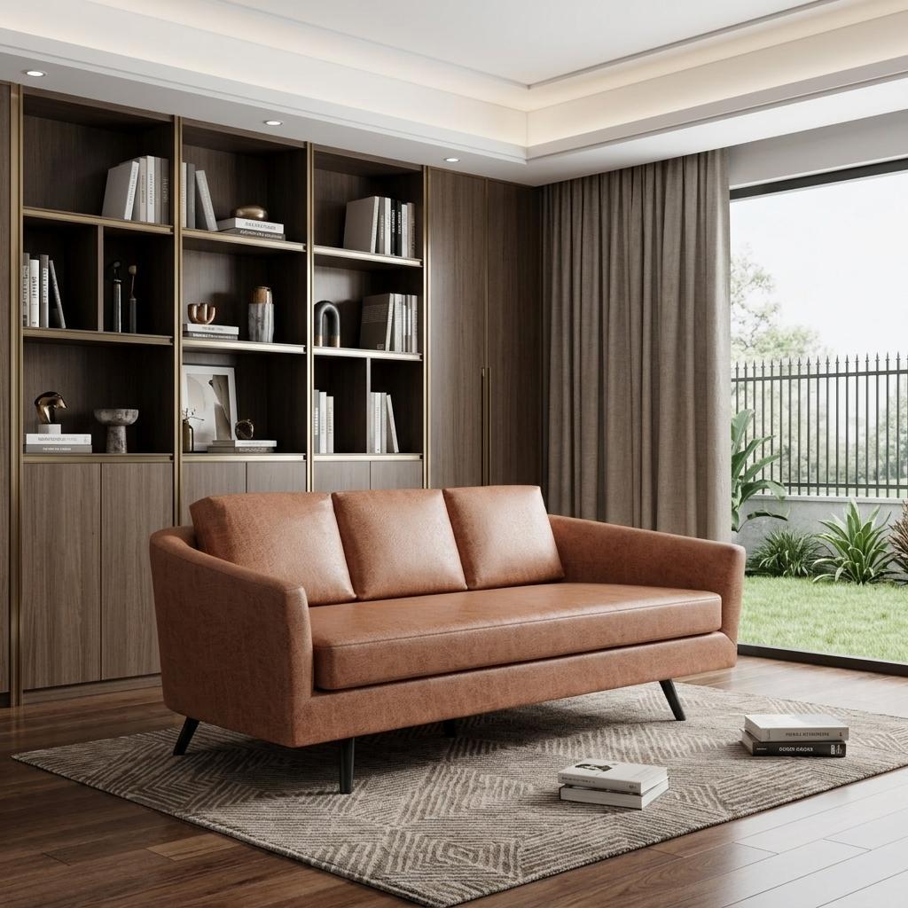The Harrow – Brown Faux Leather Sofa