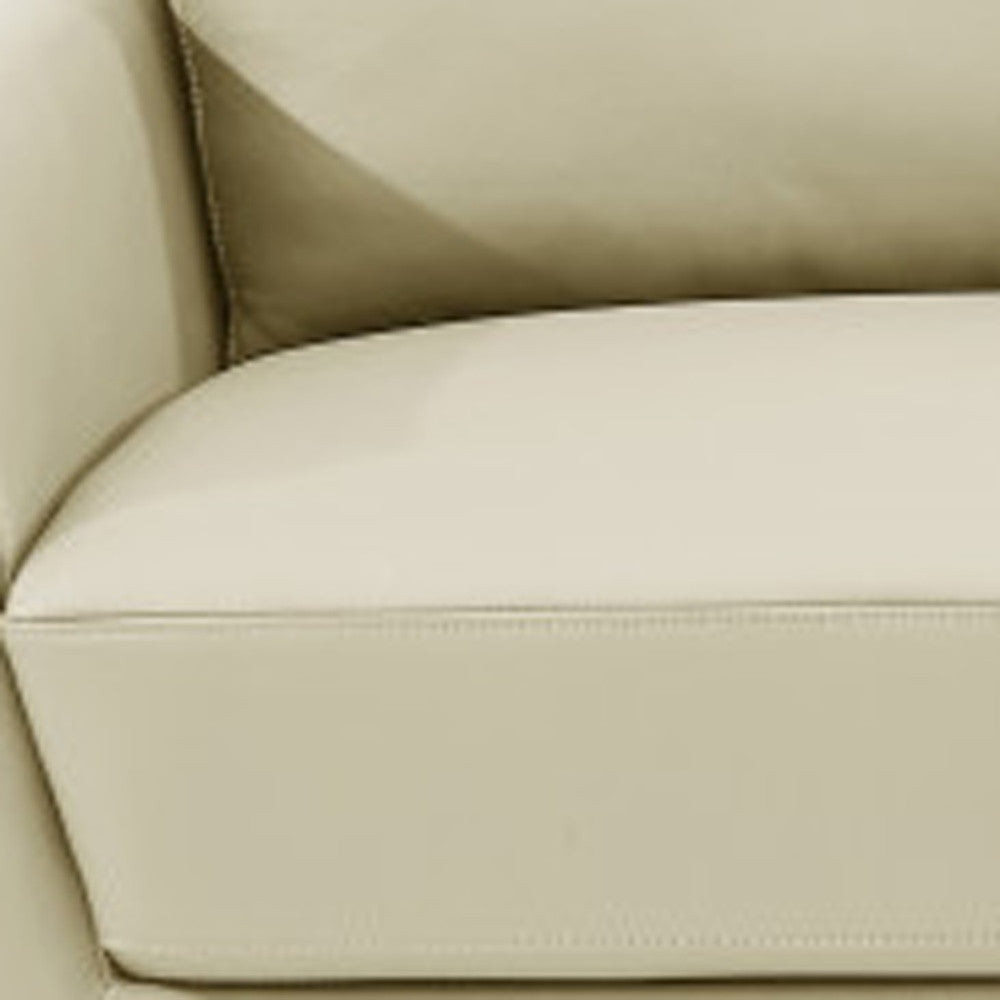 The Aldridge – Beige Italian Leather Sofa with Gold Legs