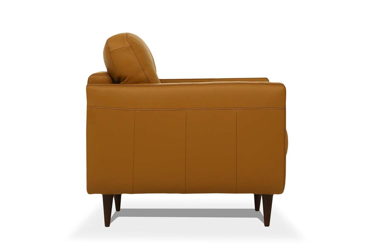 The Longhorn – Orange Leather Sofa with Black Legs