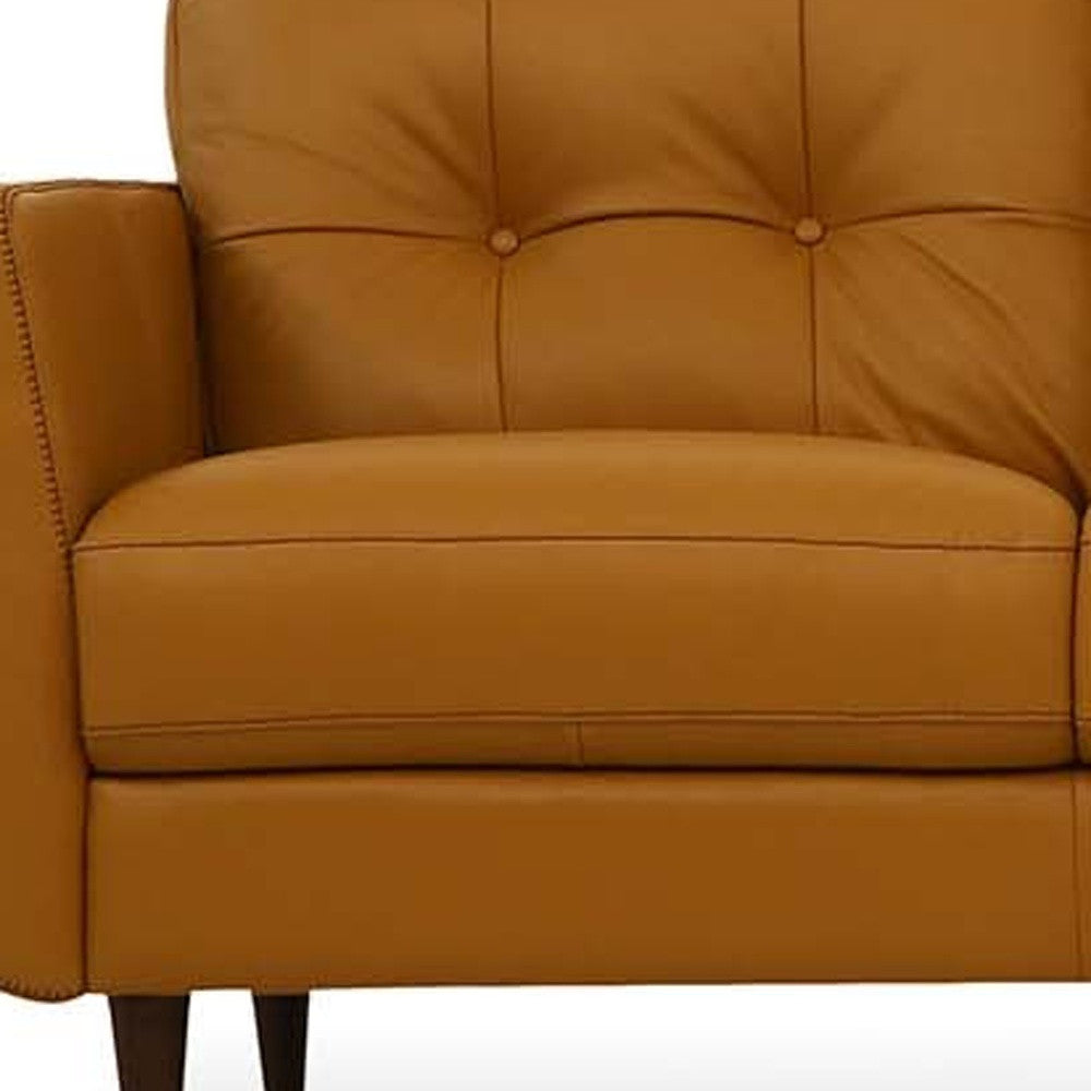 The Longhorn – Orange Leather Sofa with Black Legs
