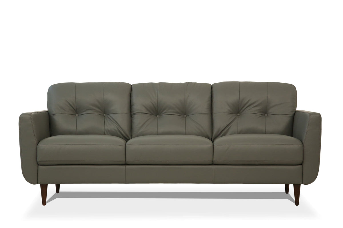 The Rowan – Green Leather Sofa with Black Legs