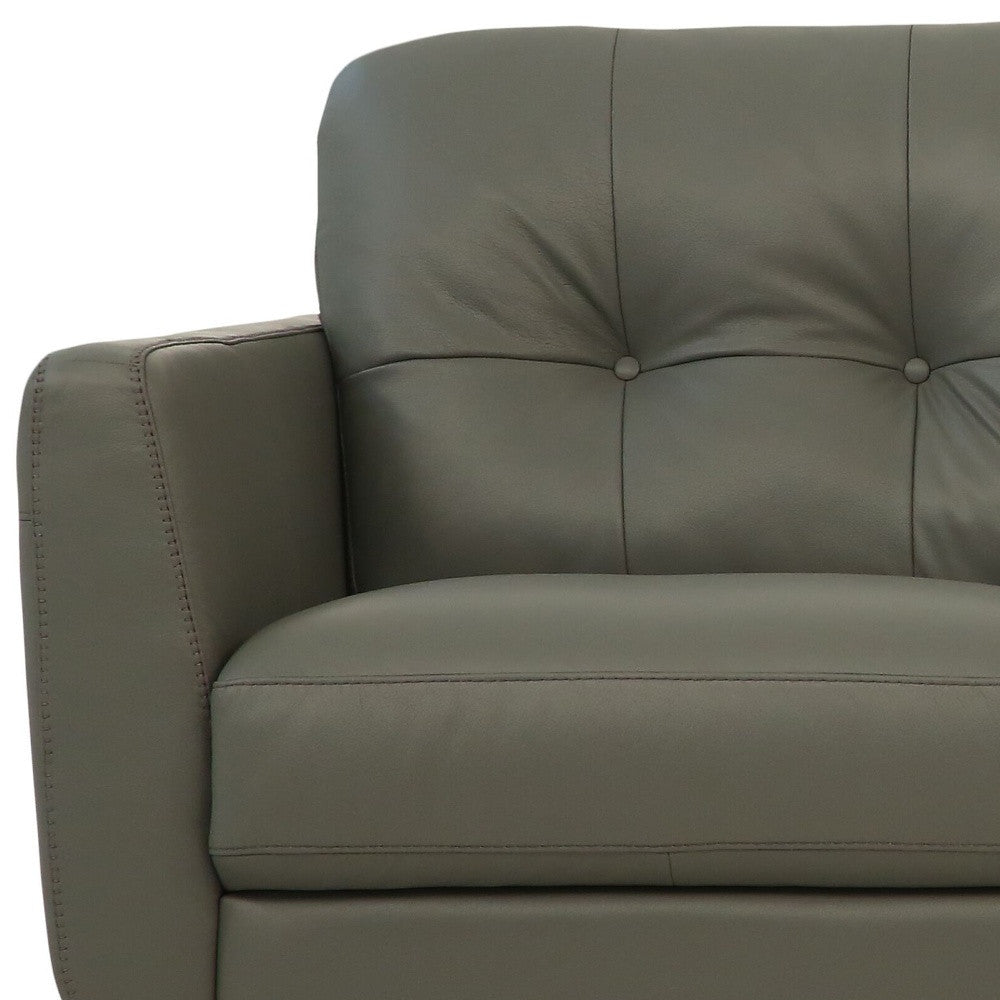 The Rowan – Green Leather Sofa with Black Legs