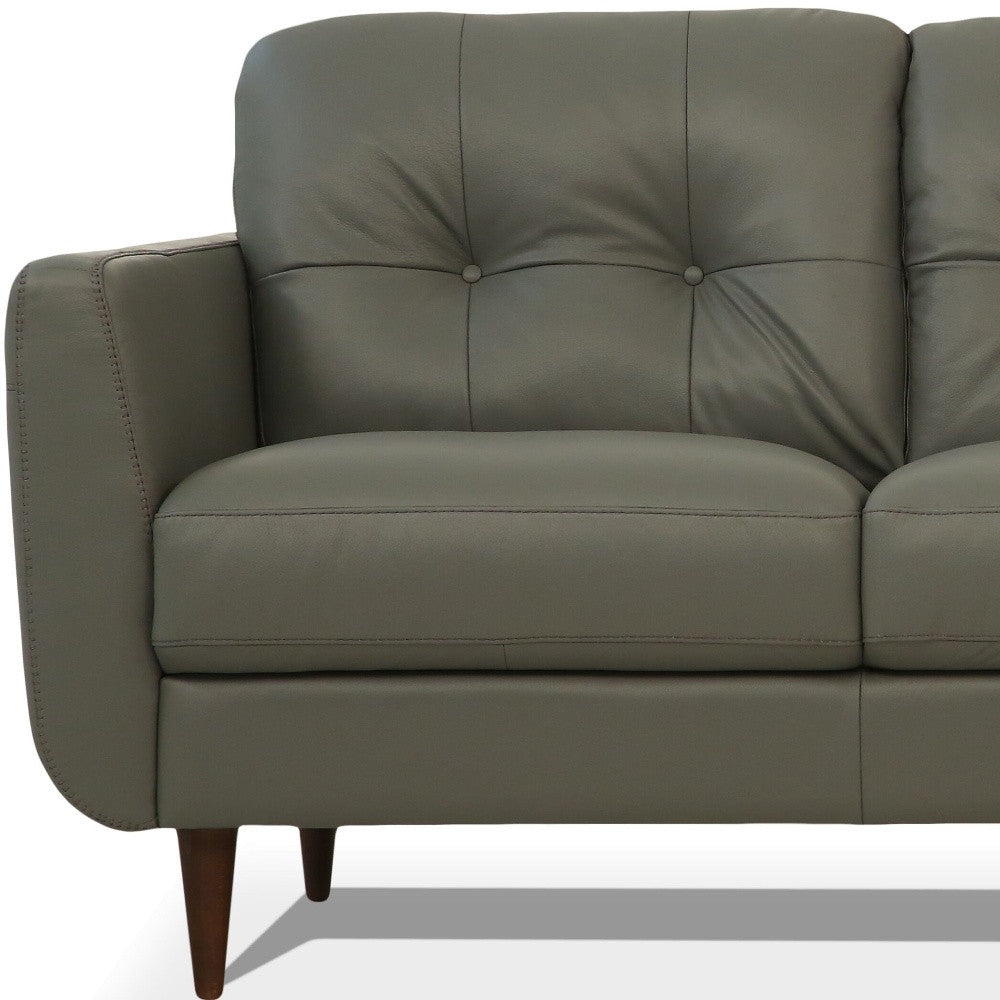 The Rowan – Green Leather Sofa with Black Legs