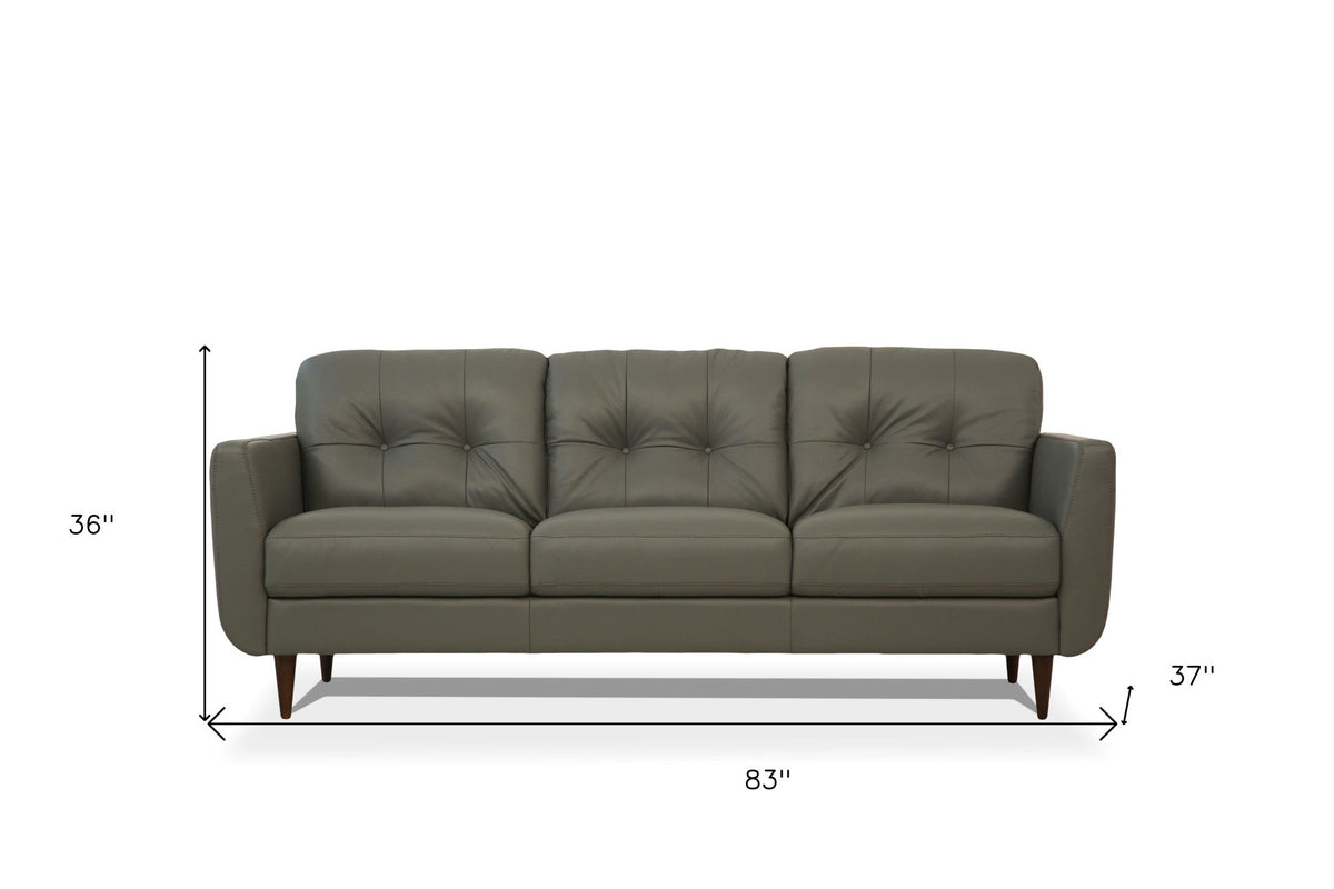 The Rowan – Green Leather Sofa with Black Legs