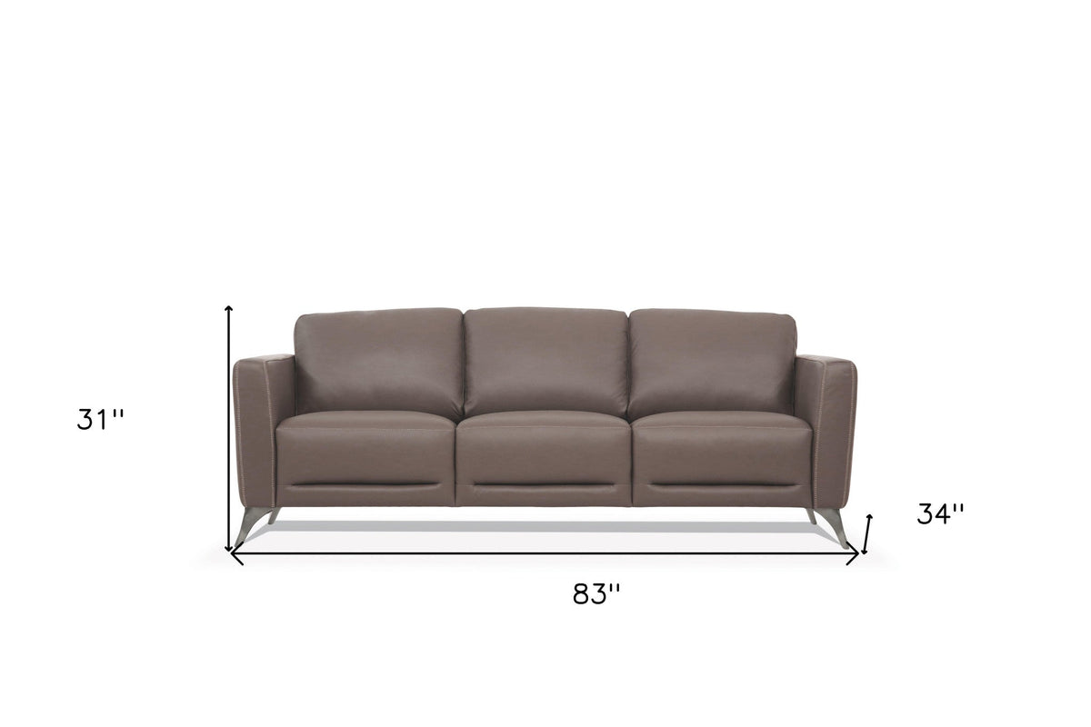 The Belmont – Taupe Leather Sofa with Black Legs