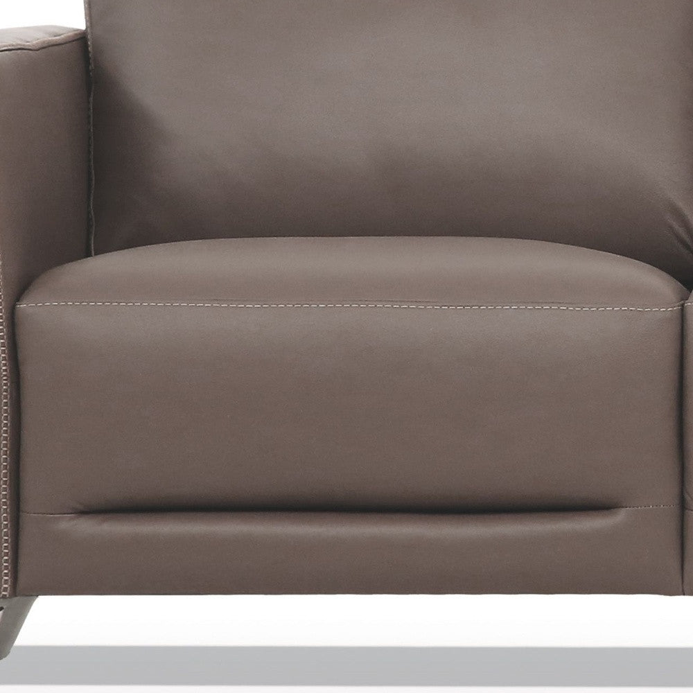 The Belmont – Taupe Leather Sofa with Black Legs