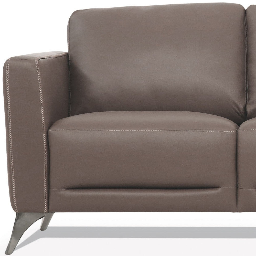 The Belmont – Taupe Leather Sofa with Black Legs