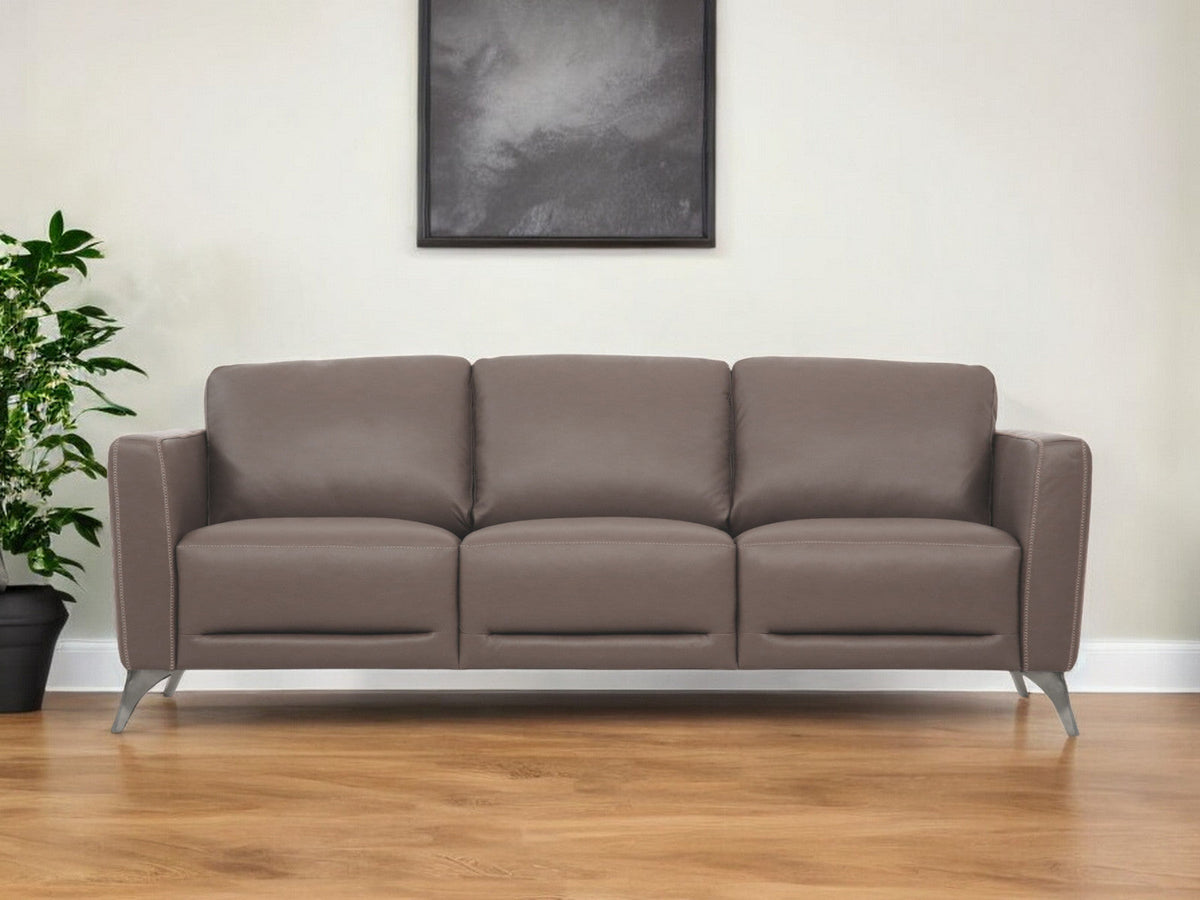 The Belmont – Taupe Leather Sofa with Black Legs