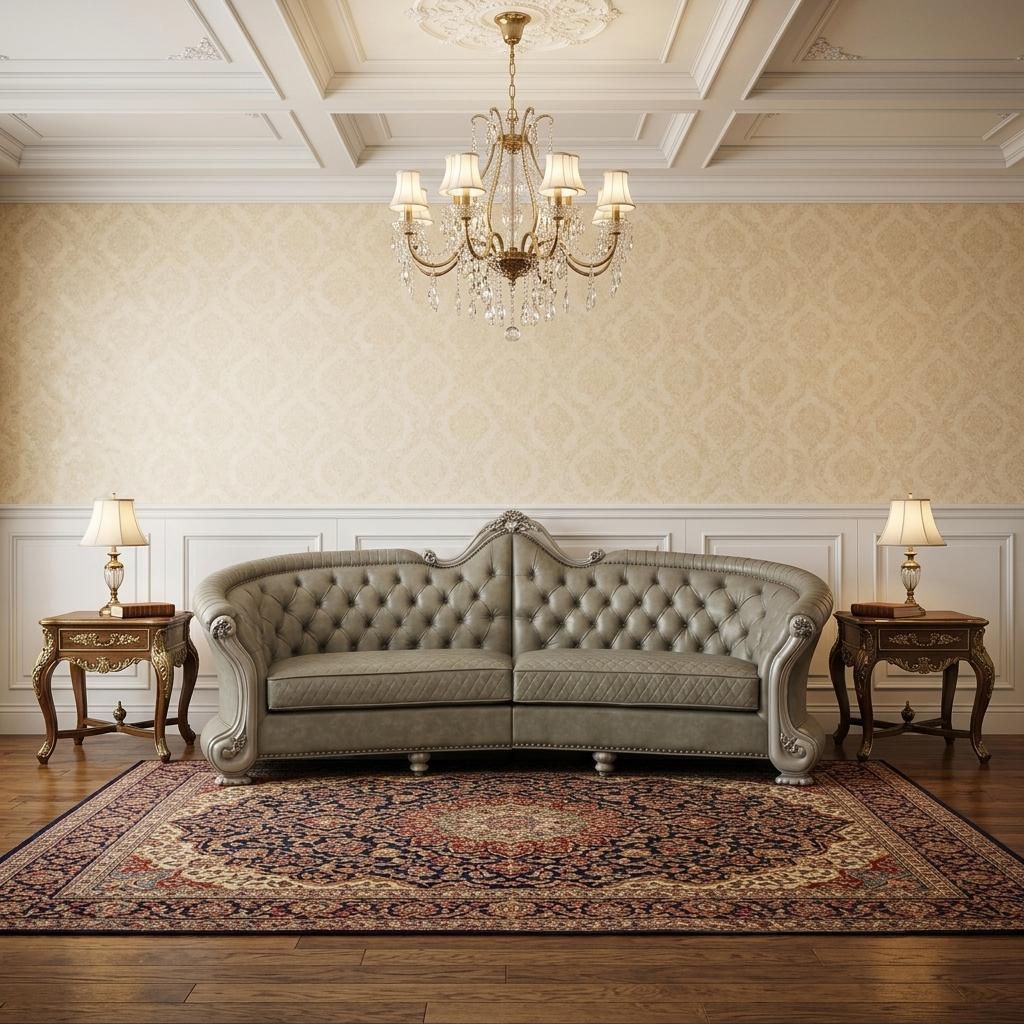 The Elowen – Bone Faux Leather Sofa with Toss Pillows & White Legs